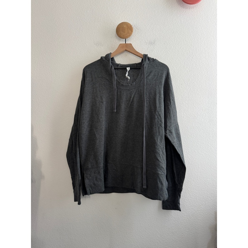 Alo Yoga Womens Charcoal Heather Grey Scoop Neck Modal Blend Hoodie Large